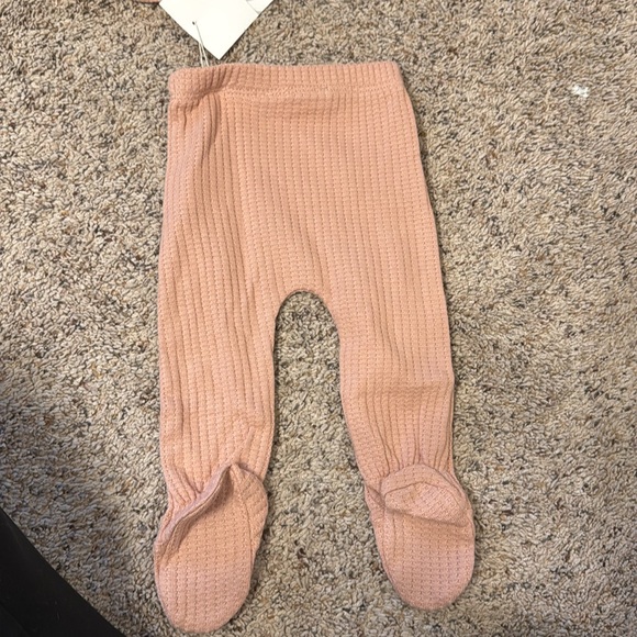 NWT Zara Pink 2 piece 1-3 Baby Girl Long Sleeve Top with Footed Pants - Picture 5 of 5